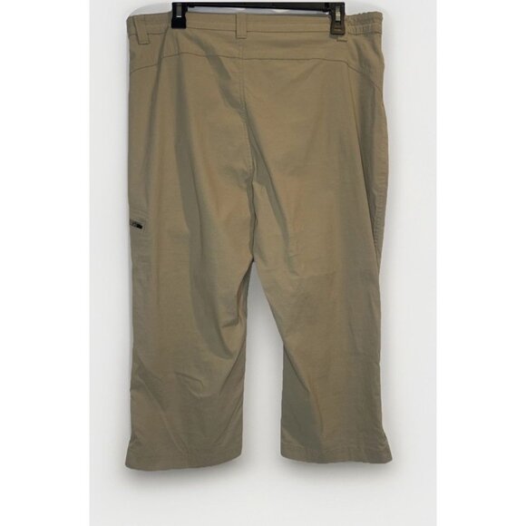 Eddie Bauer Women’s Tan Rainier Capri Crop Pants Sz 16 Stretch Outdoor Hiking - Picture 6 of 13